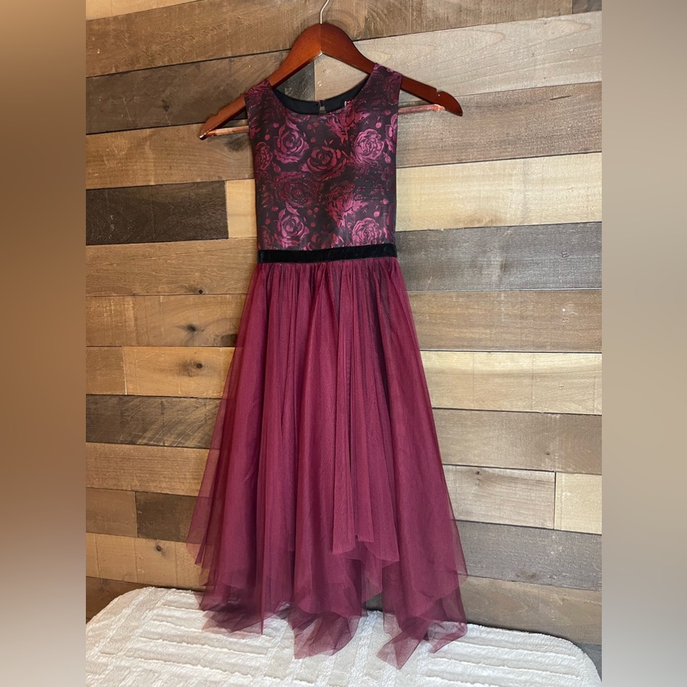 Burgundy with black formal Girls dress by Lilt, size 10